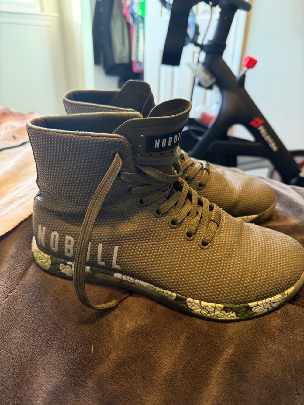 NOBULL Olive Green High-Top Trainers with Camo-Accent Sole